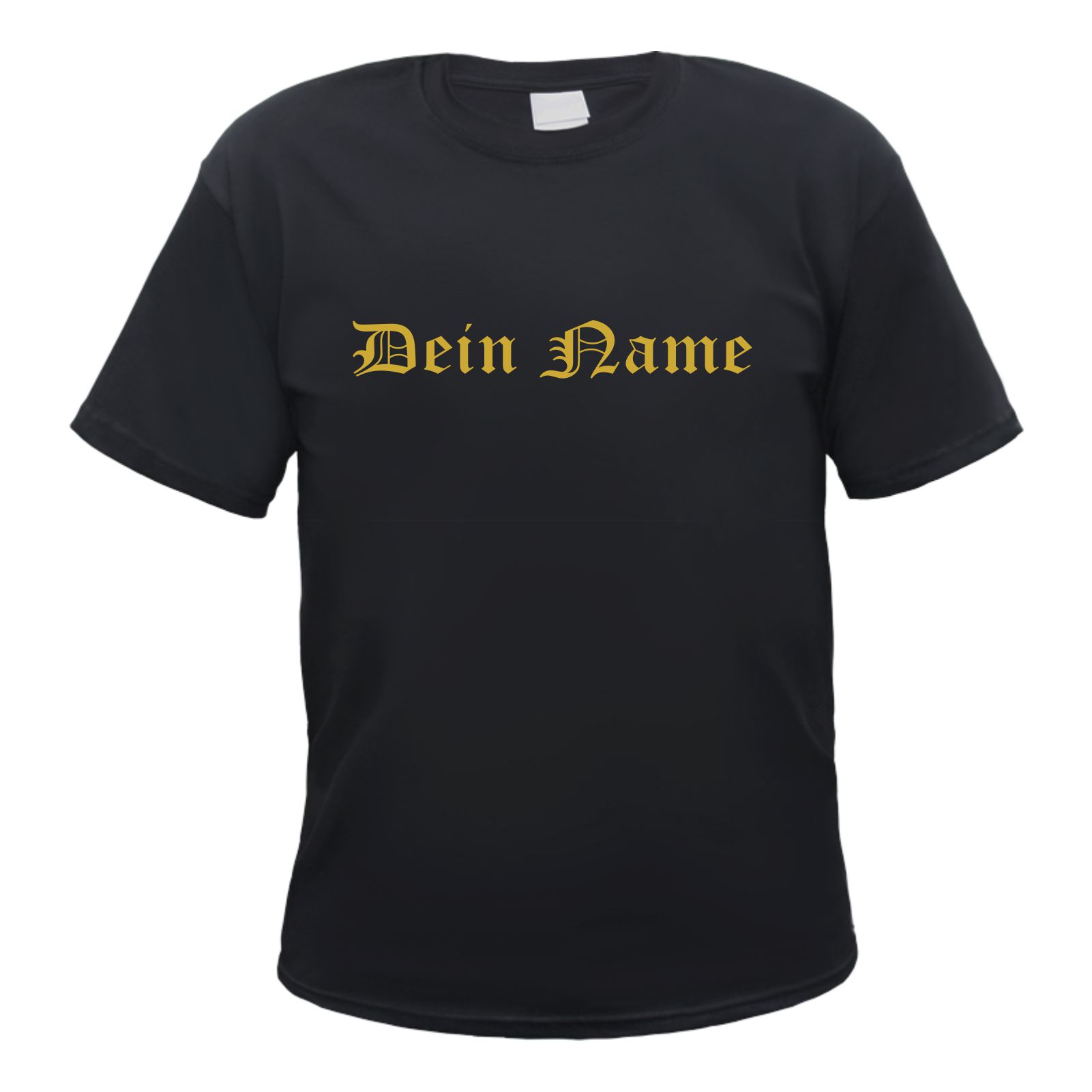 Herren T-Shirt Wunschtext mit Druck - Schwarz - altdeutsch gerade
