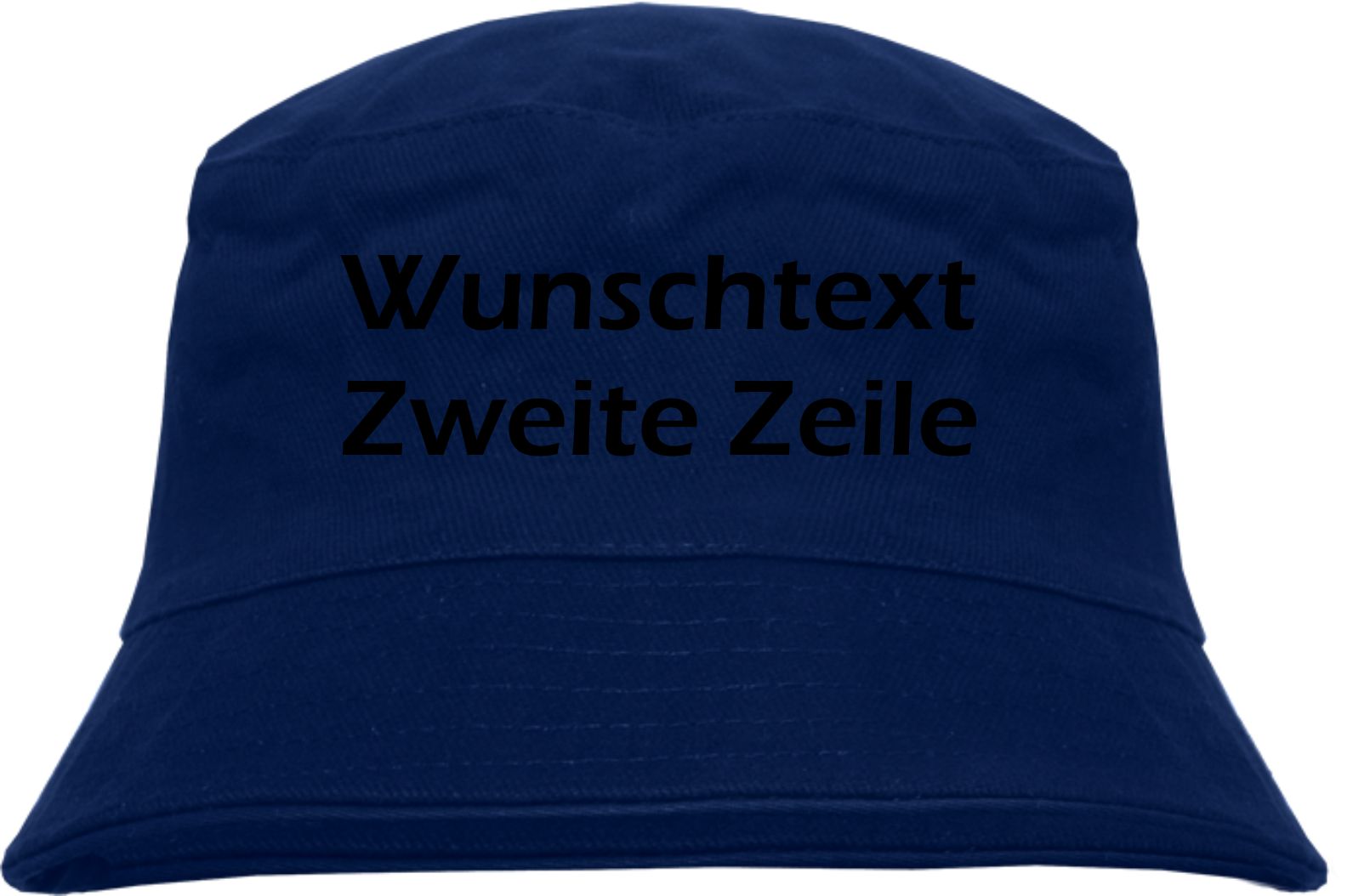 Individueller Fischerhut - dunkelblau - Blockschrift - Bucket Hat mit Wunschtext bedruckt