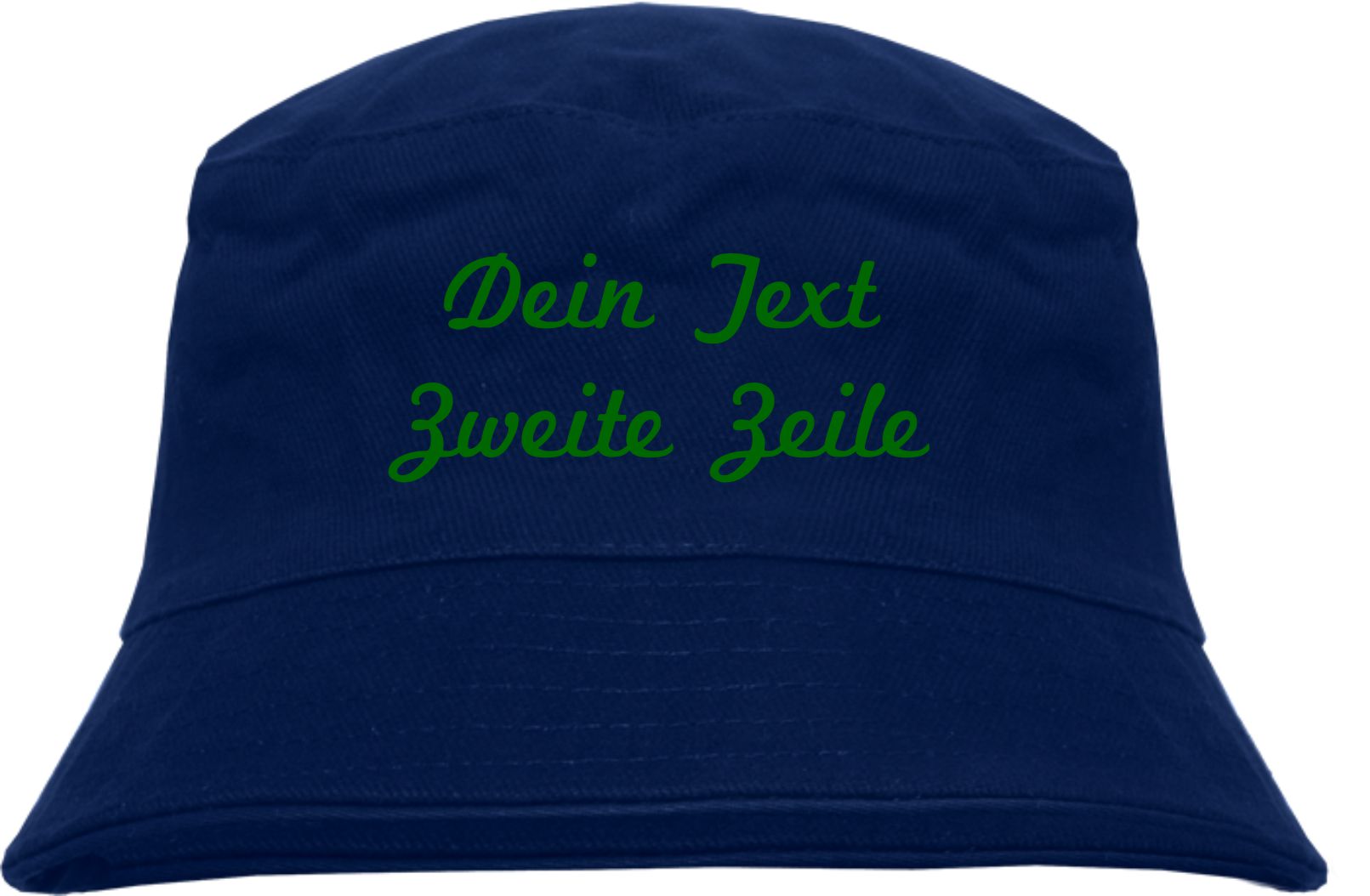 Individueller Fischerhut - dunkelblau - Schreibschrift - Bucket Hat mit Wunschtext bedruckt