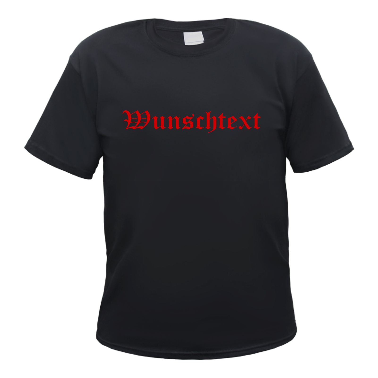 Herren T-Shirt Wunschtext mit Druck - Schwarz - altdeutsch gerade