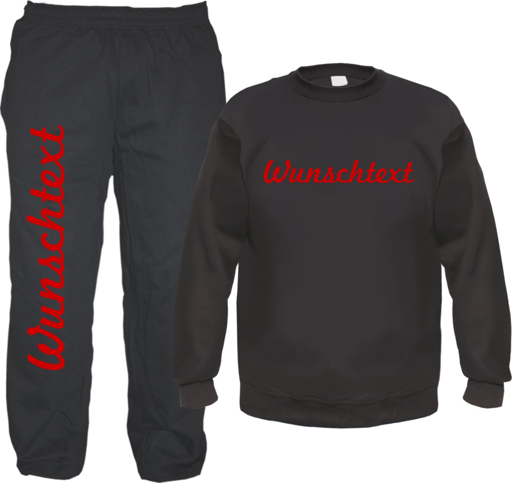 Individueller Jogginganzug - Schreibschrift - mit Rundhals-Sweatshirt