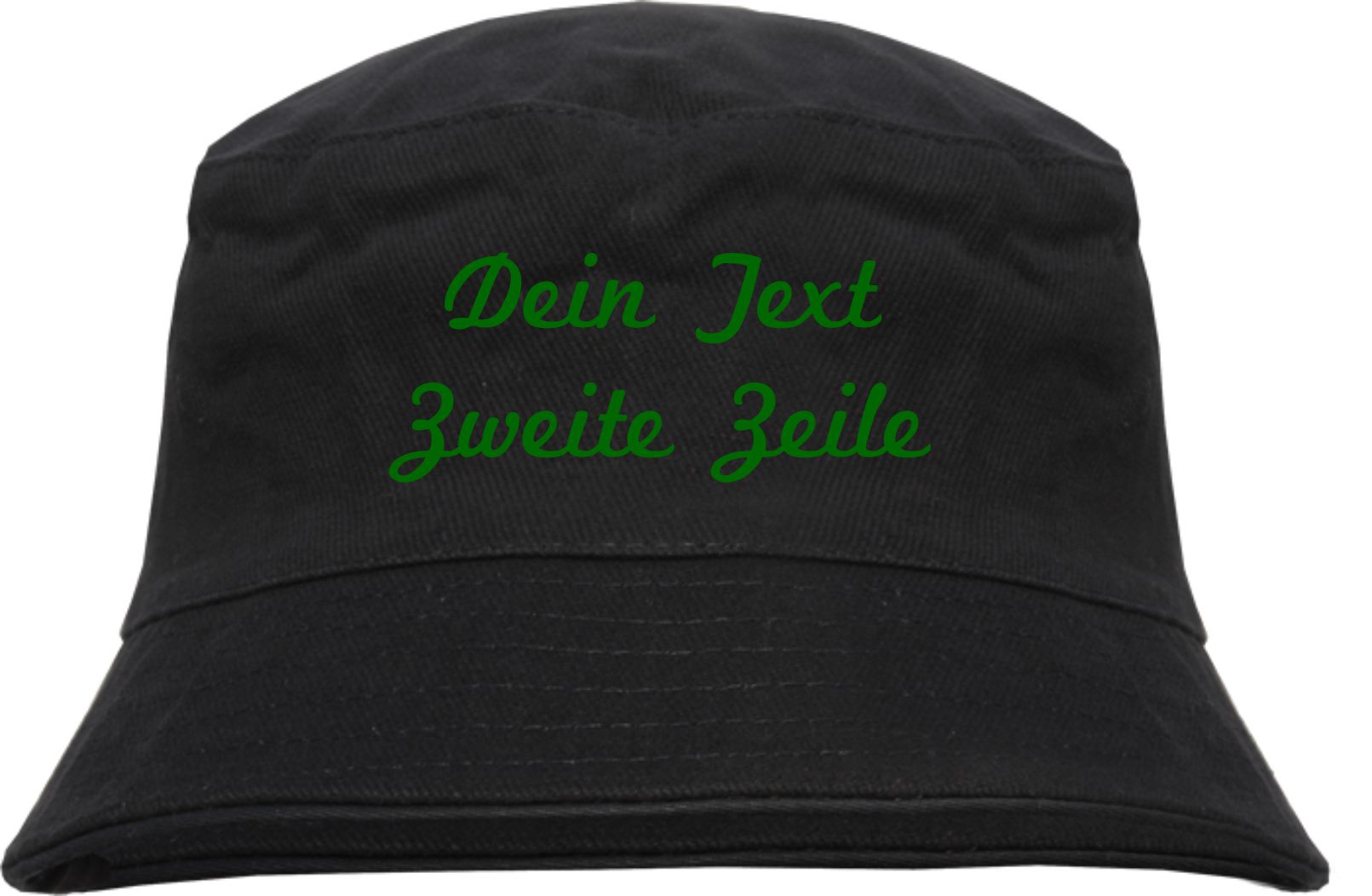 Individueller Fischerhut - schwarz - Schreibschrift - Bucket Hat mit Wunschtext bedruckt
