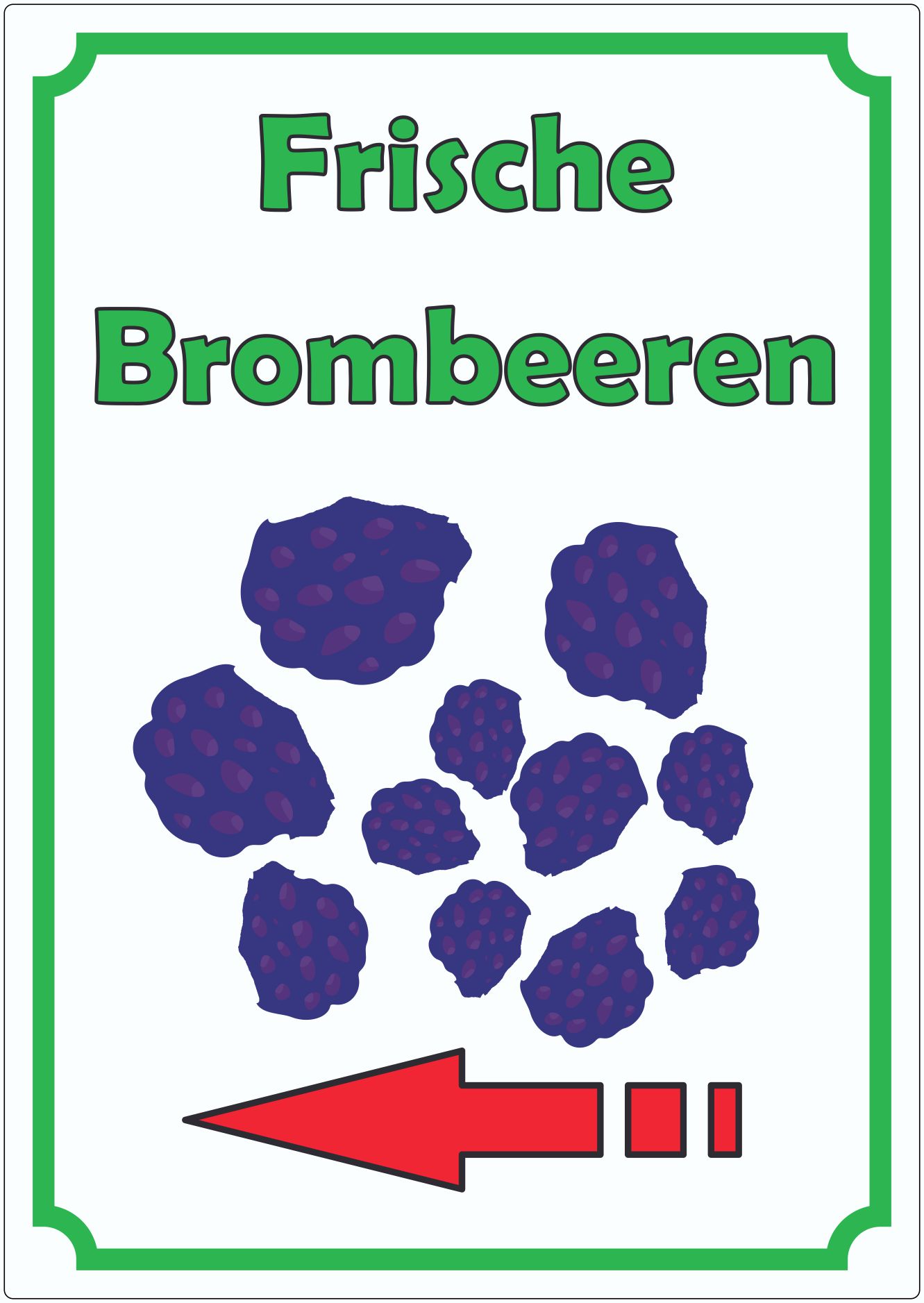 Frische Brombeeren Aufkleber innenklebend Hochkant mit Pfeil links