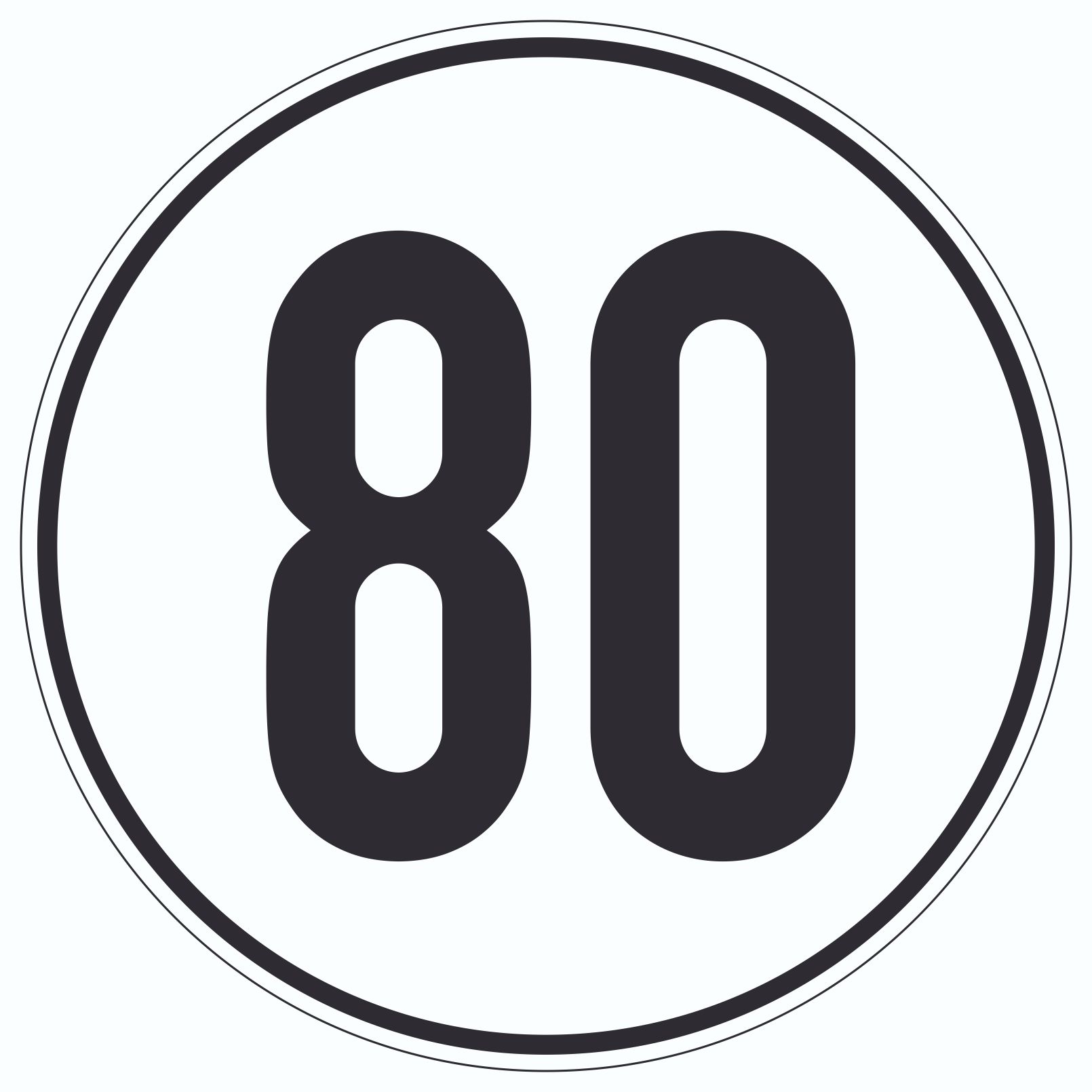 80km/h Geschwindigkeit Aufkleber Kreis