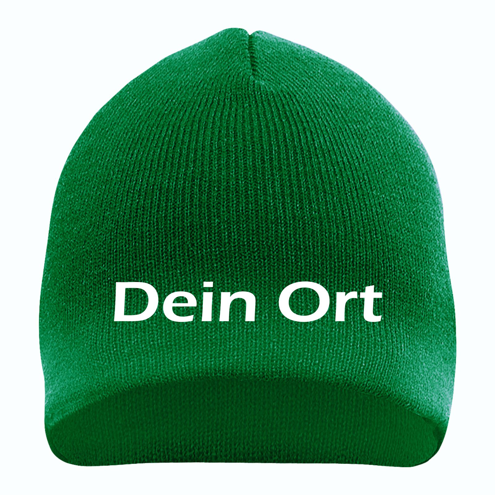 Beanie mit Wunschtext - Grün - Blockschrift - bestickt - Mütze Strickmütze