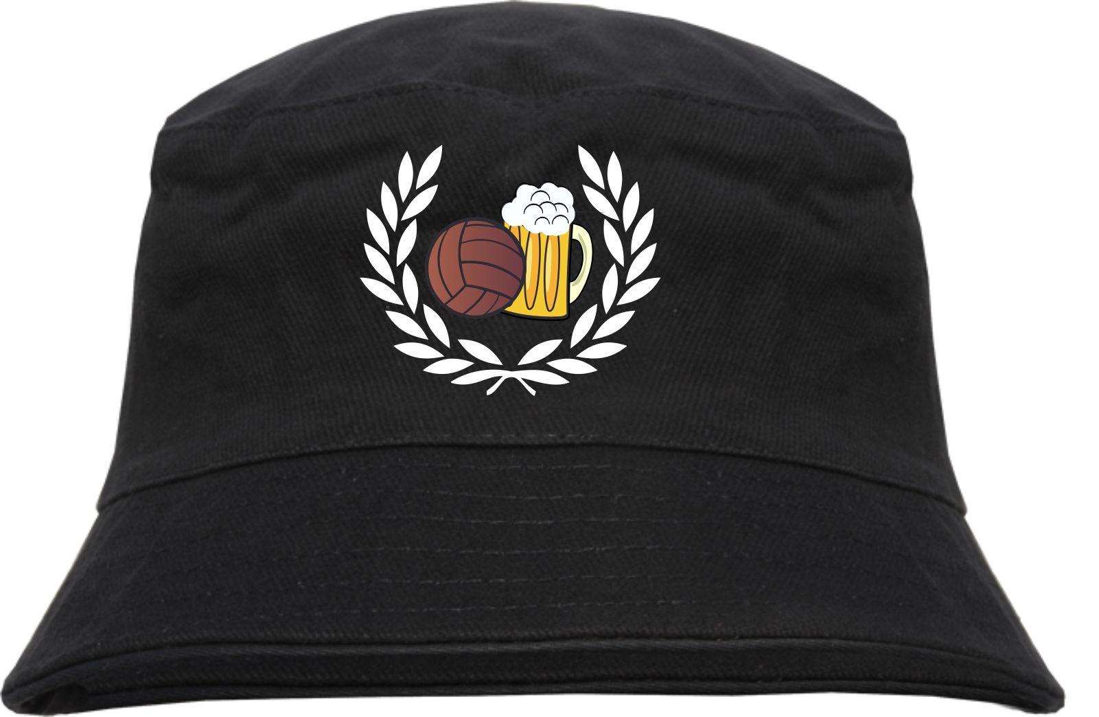 Lorbeerkranz Fussball Bier Fischerhut - bestickt -  Bucket Hat Anglerhut Hut