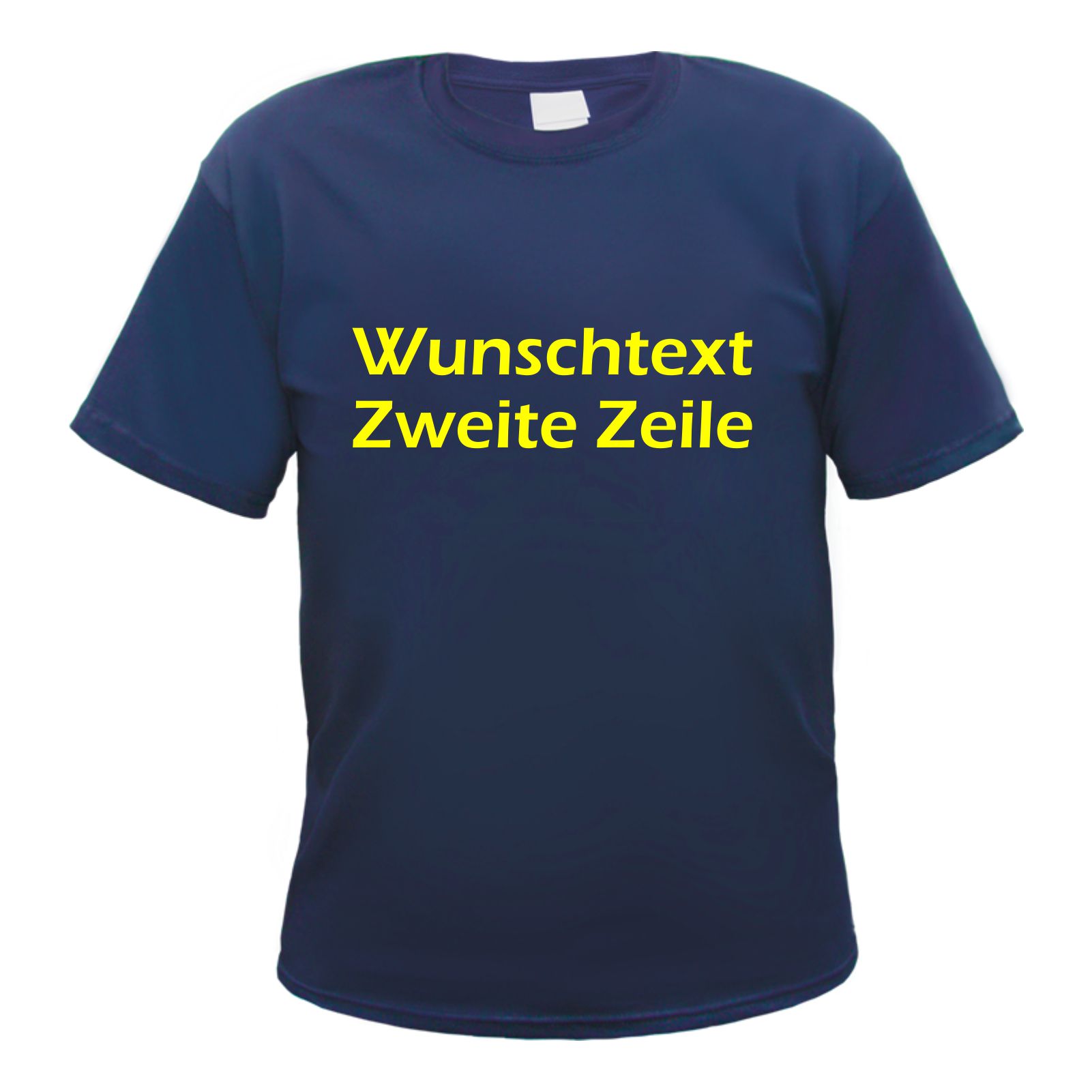 Herren T-Shirt Wunschtext mit Druck - Dunkelblau - NEON - Blockschrift