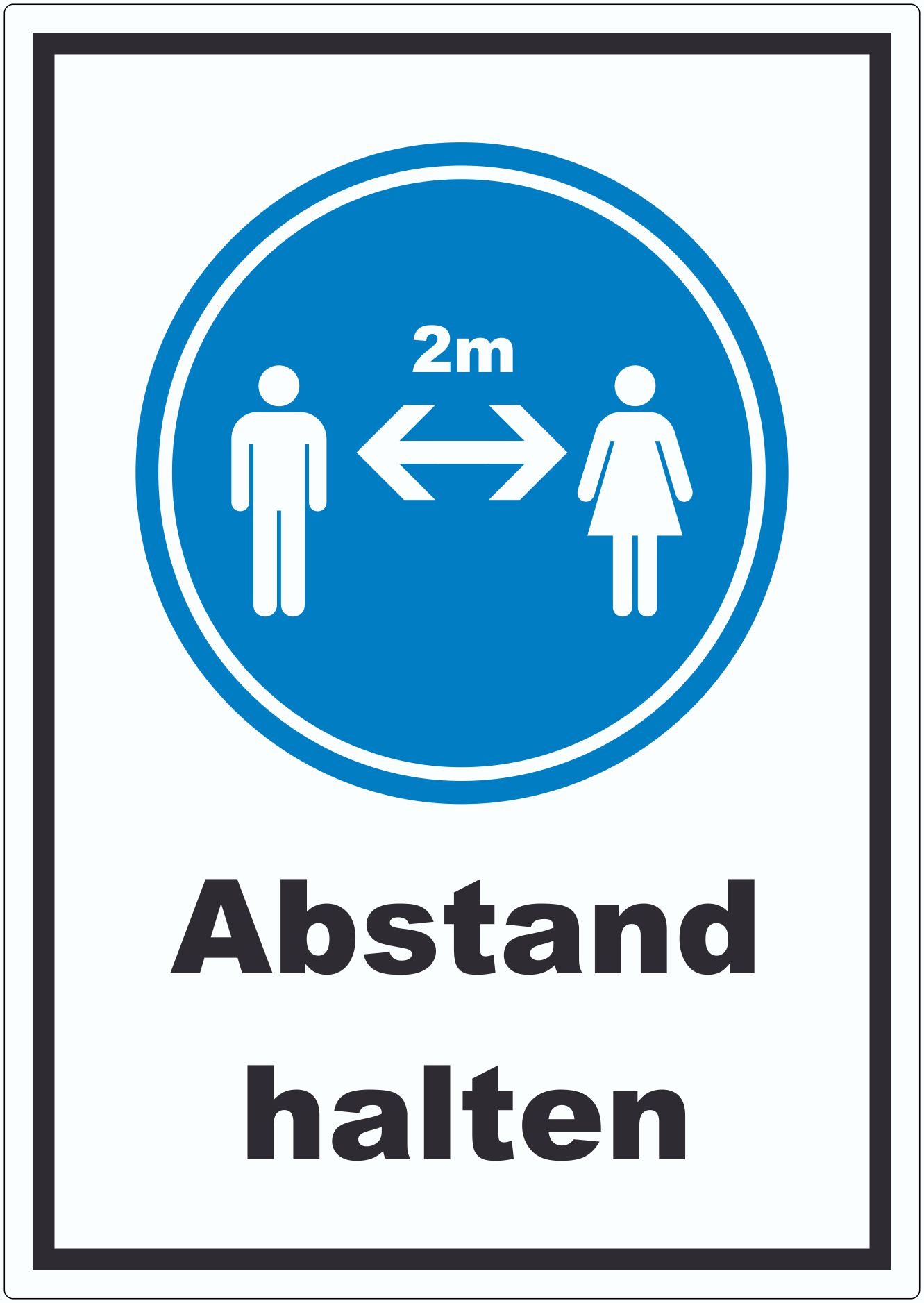 Abstand halten Symbol und Text Aufkleber innenklebend