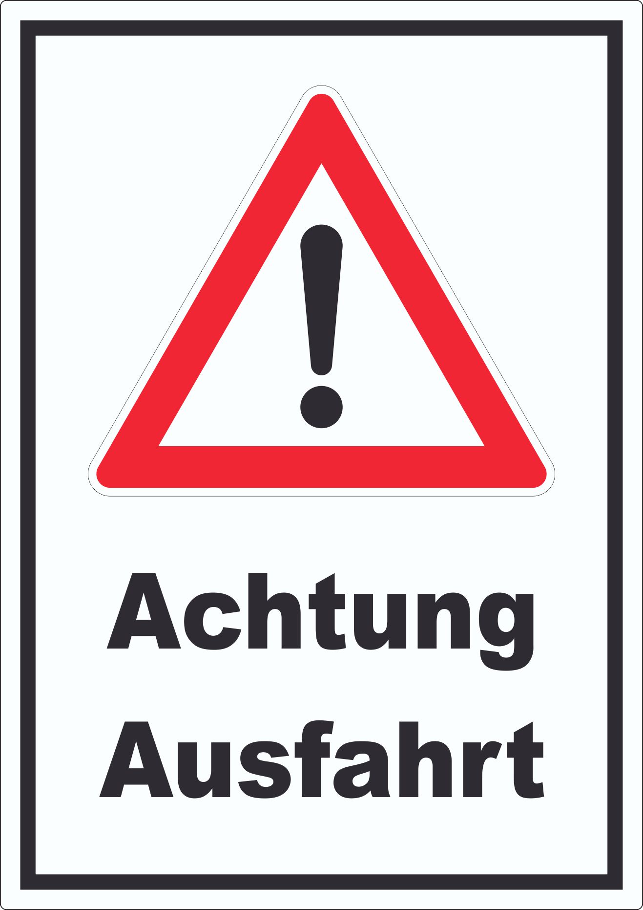 Achtung Ausfahrt Symbol Aufkleber innenklebend