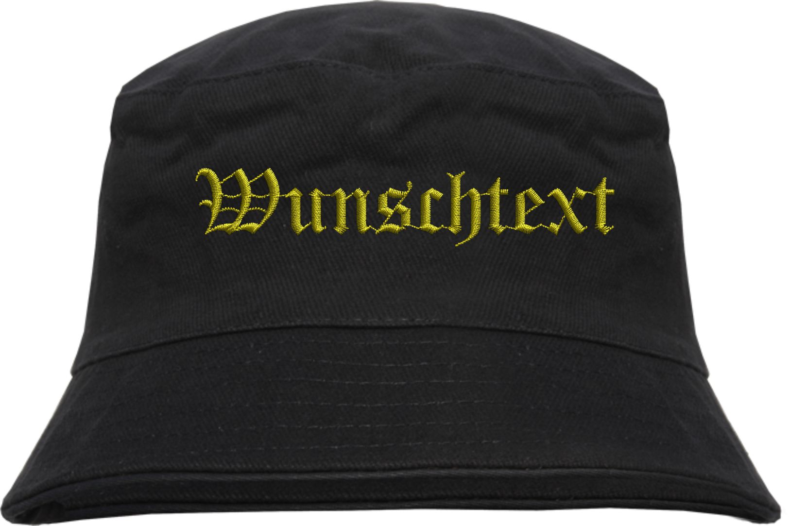 Bucket Hat mit Wunschtext - Altdeutsch - bestickt - Fischerhut