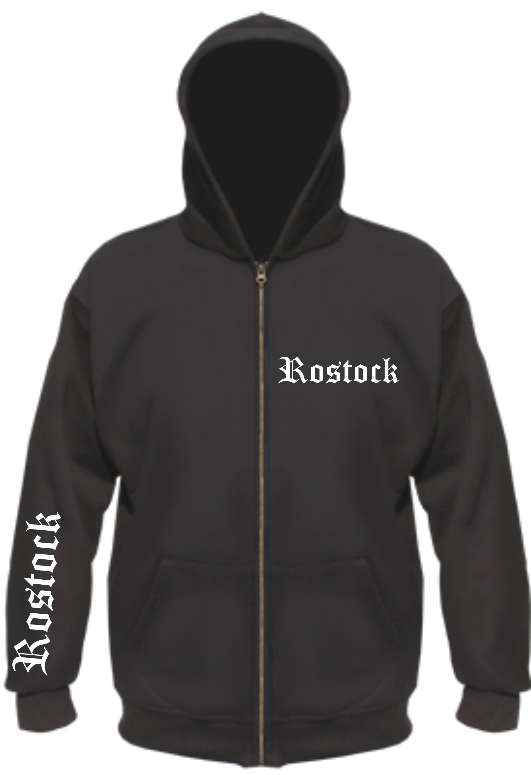 Rostock Kapuzenjacke - Altdeutsch bedruckt - Sweatjacke Hoodie Jacke