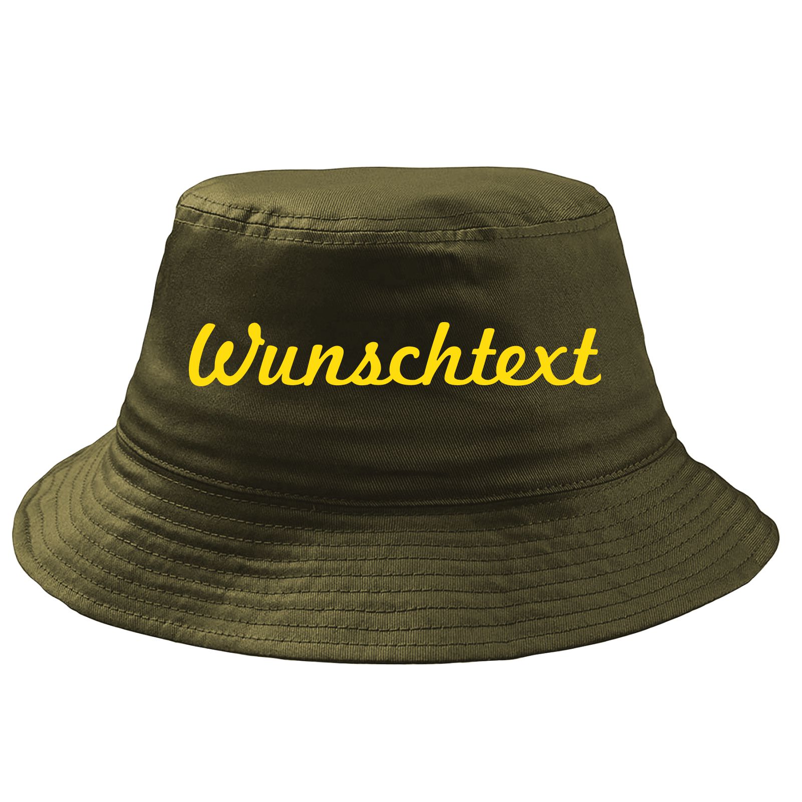 Fischerhut Wunschtext Druck - Oliv - Schreibschift - Bucket Hat