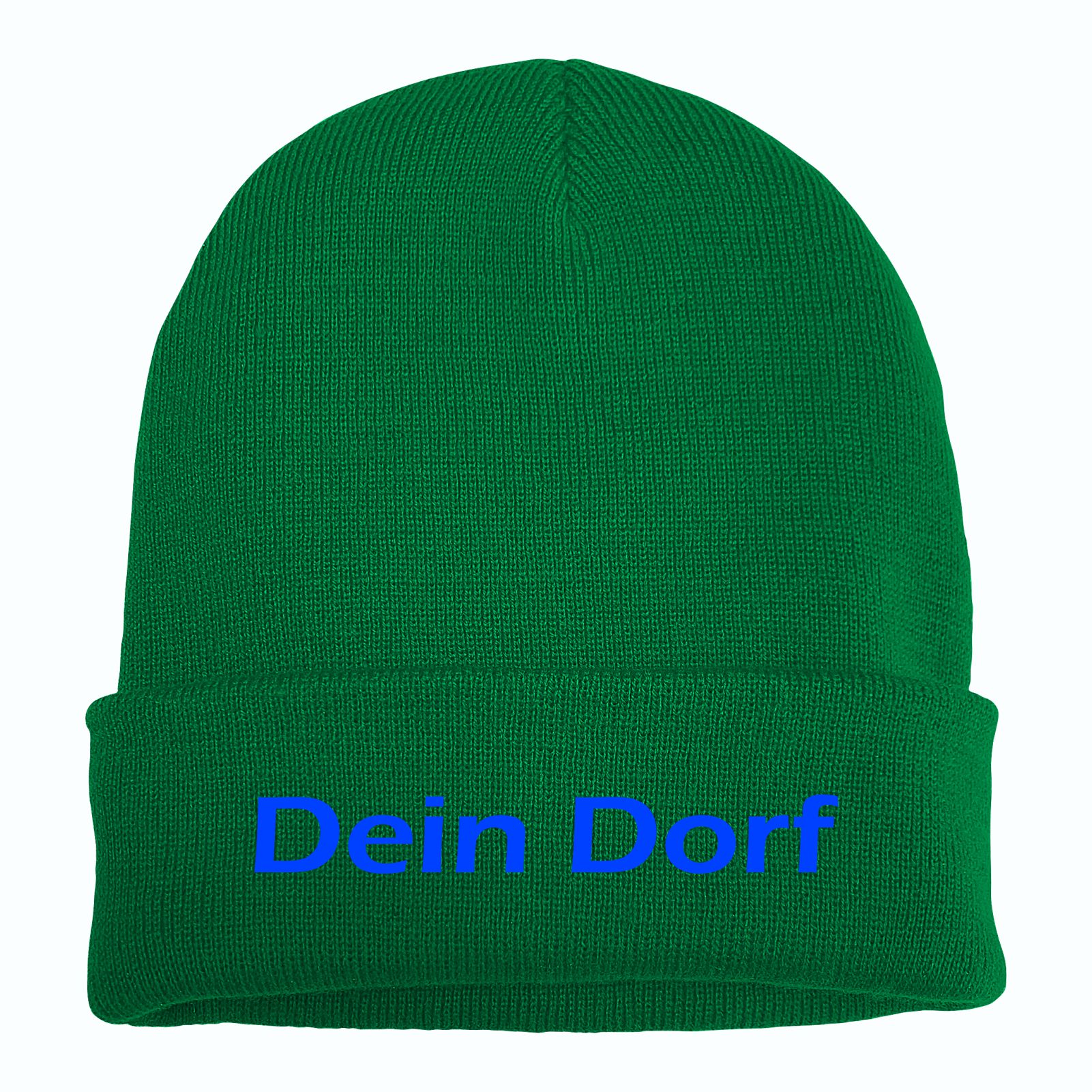 Umschlagmütze mit Wunschtext - Grün - Blockschrift - bestickt - Mütze Strickmütze