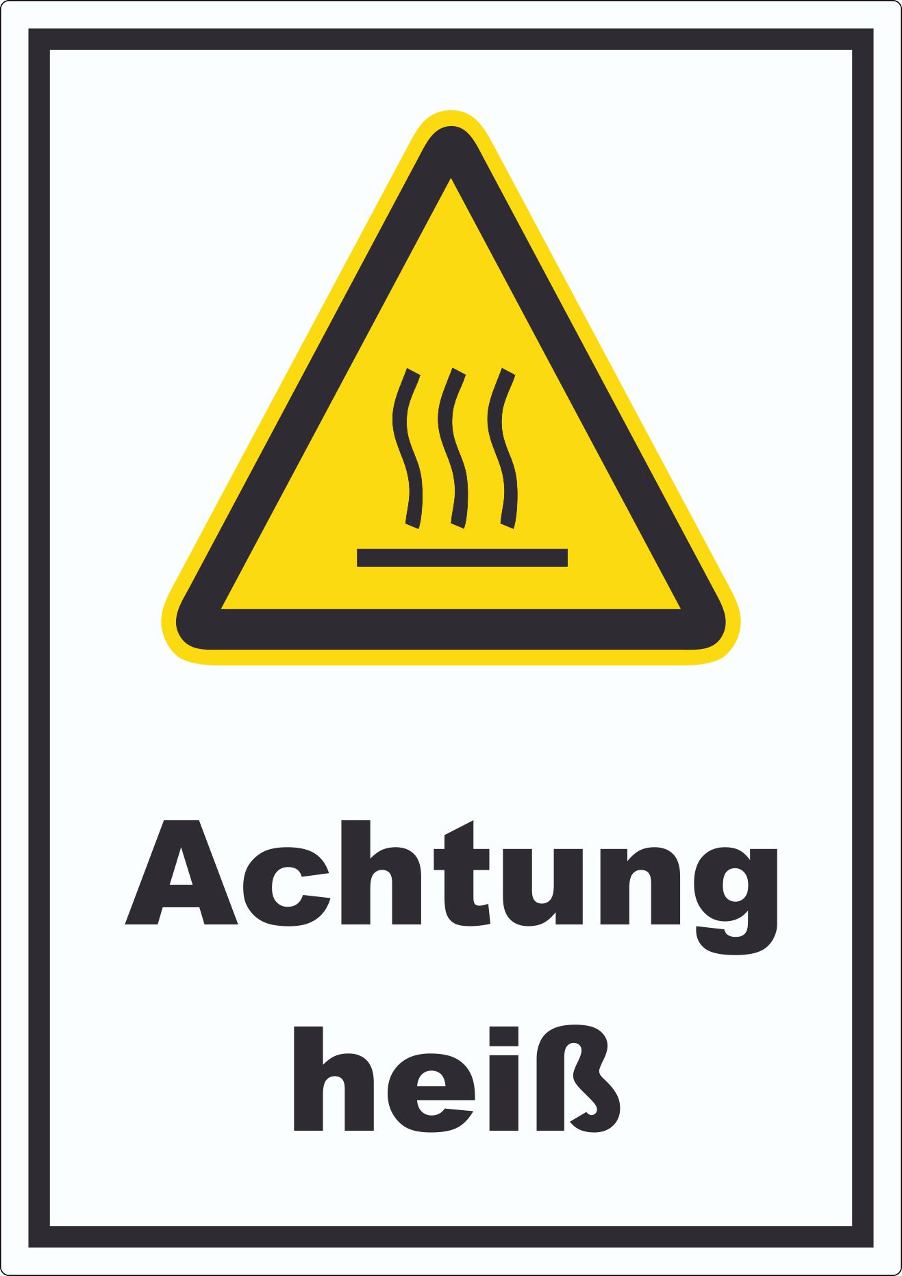 Achtung heiß Aufkleber innenklebend