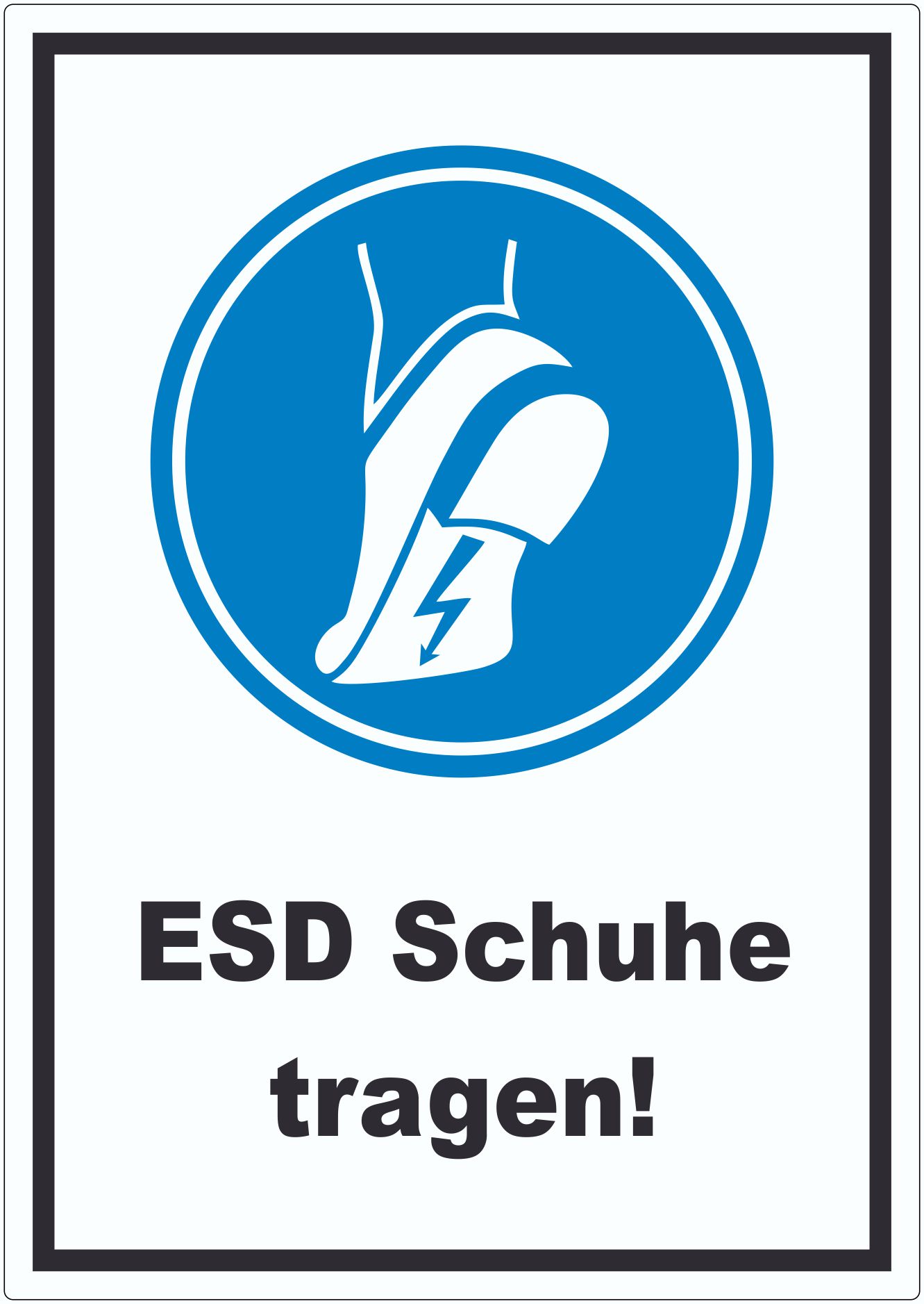ESD Schuhe tragen Aufkleber innenklebend Fußschutz gegen elektrostatische Aufladung