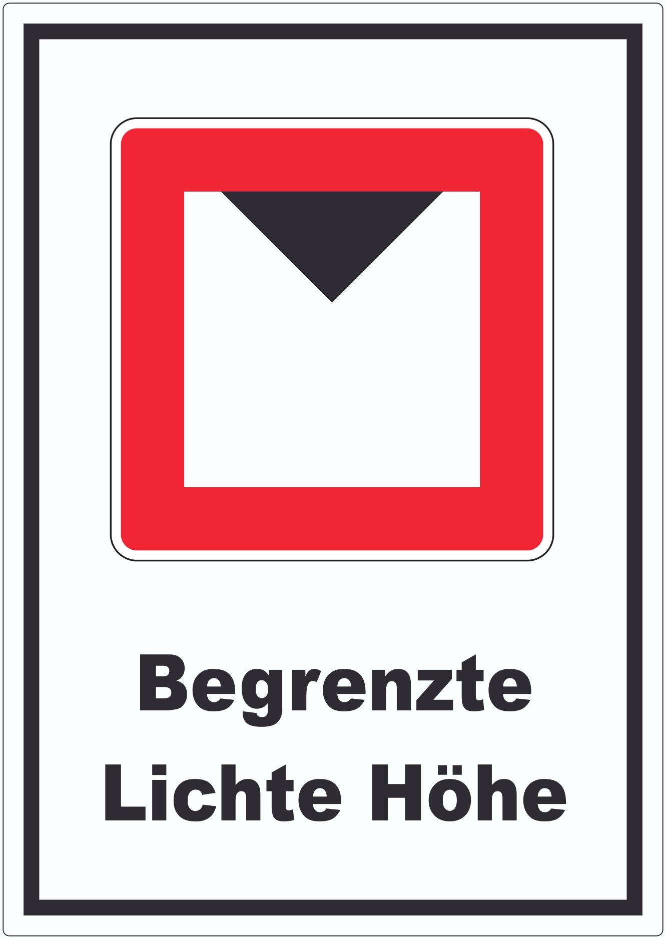 Begrenzte lichte Höhe über Wasserspiegel Aufkleber innenklebend mit Symbol und Text