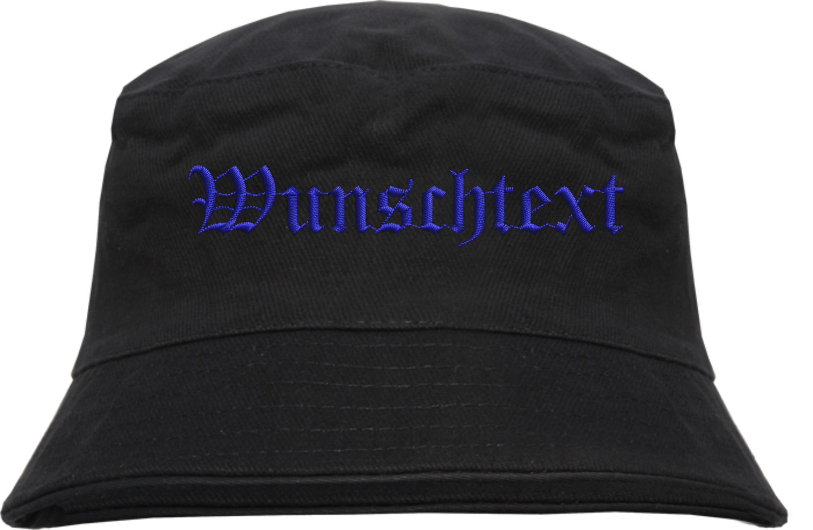 Bucket Hat mit Wunschtext - Altdeutsch - bestickt - Fischerhut