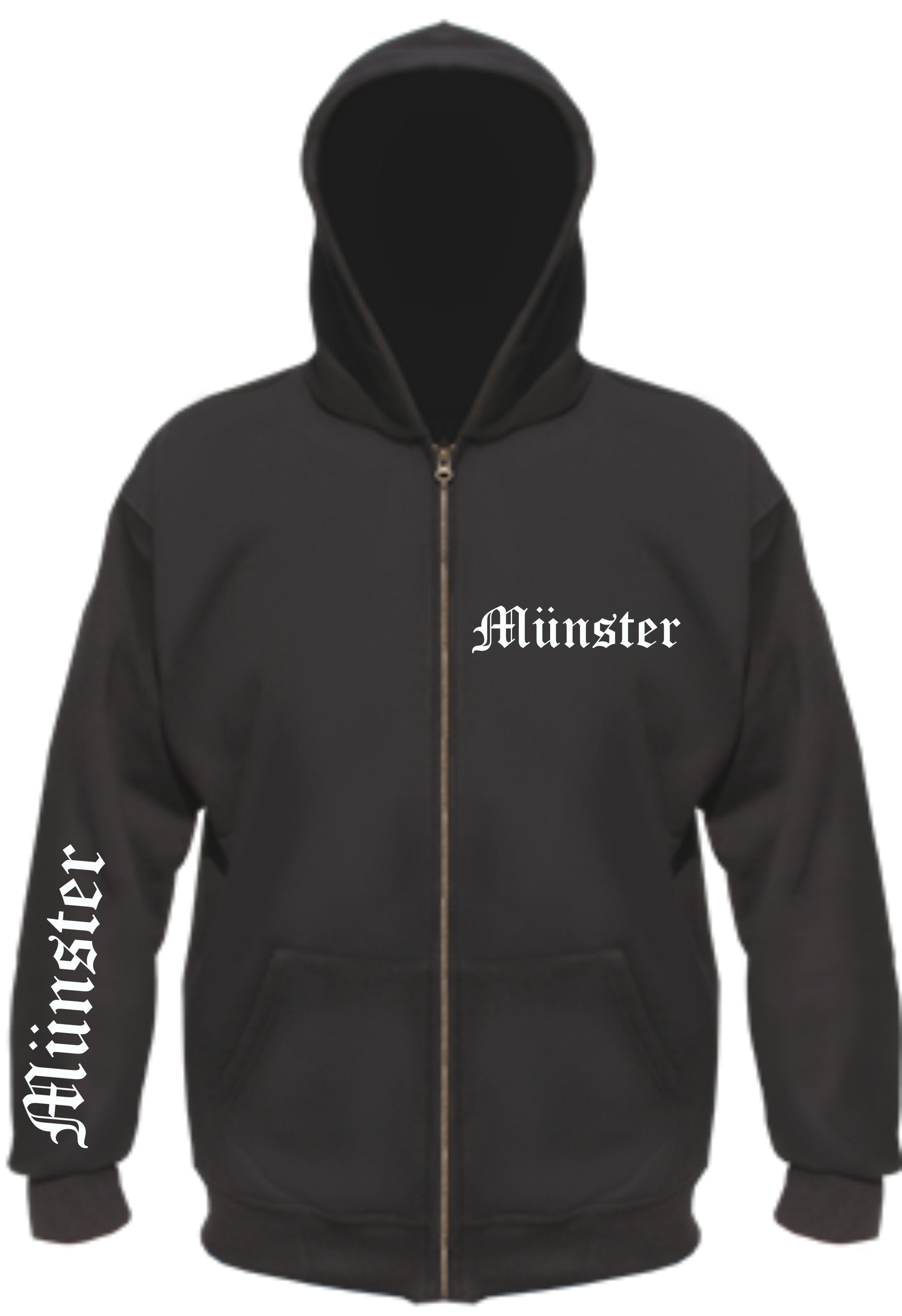 Münster Kapuzenjacke - Altdeutsch bedruckt - Sweatjacke Hoodie Jacke
