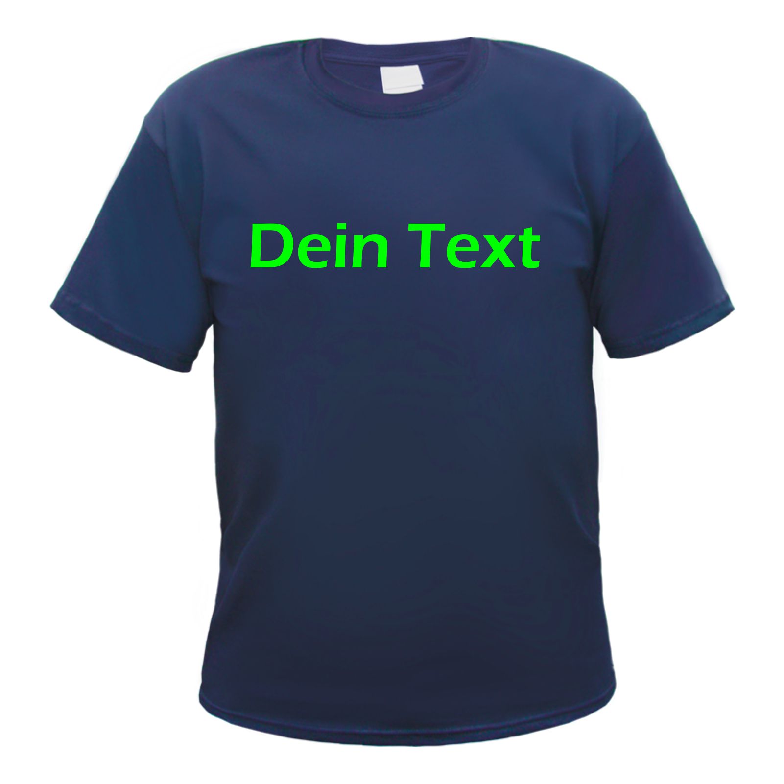 Herren T-Shirt Wunschtext mit Druck - Dunkelblau - NEON - Blockschrift