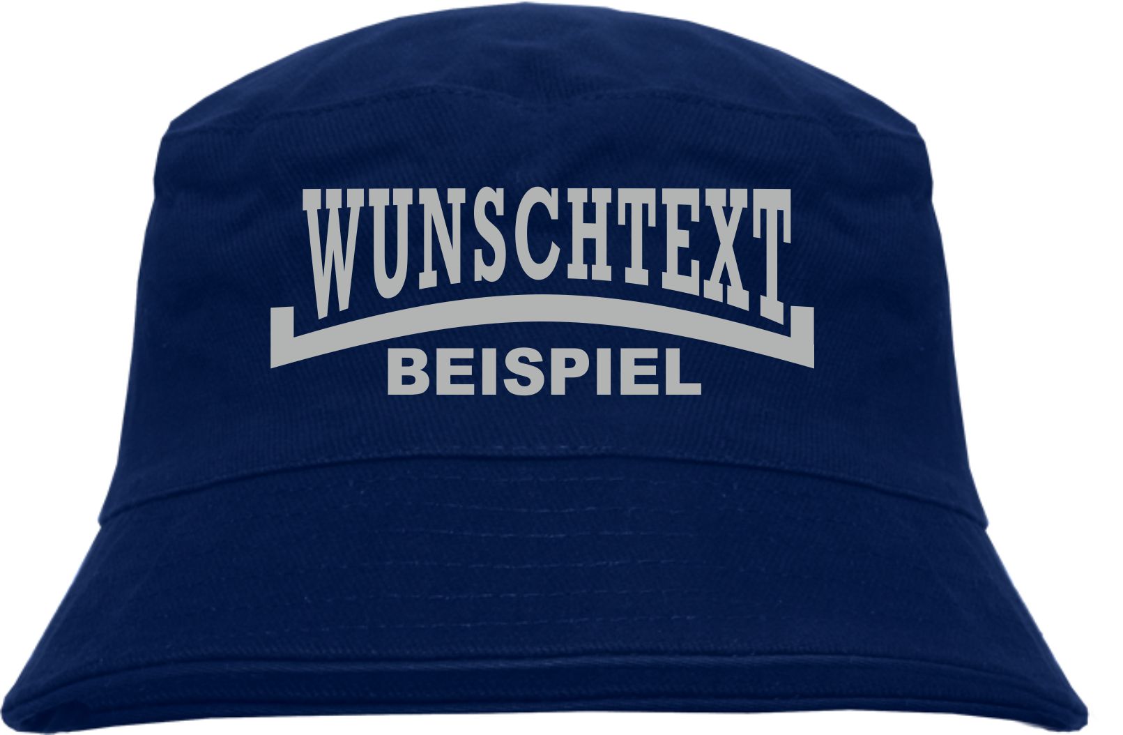 Individueller Fischerhut - dunkelblau - Linie - Bucket Hat mit Wunschtext bedruckt