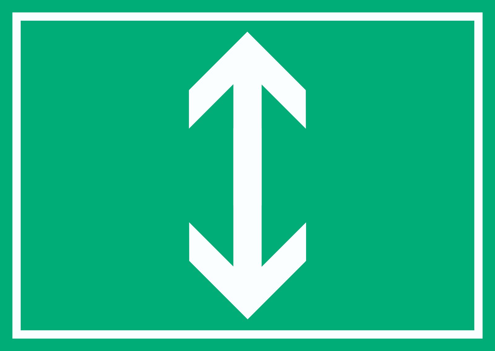 Richtungspfeil hoch runter Schild waagerecht weiss grün Pfeil