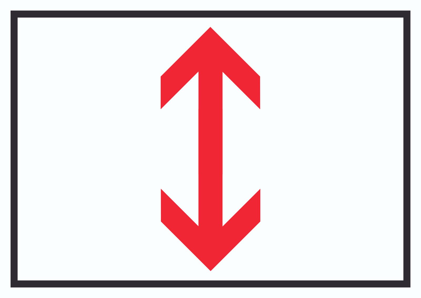 Richtungspfeil hoch runter Schild waagerecht rot weiss schwarz Pfeil