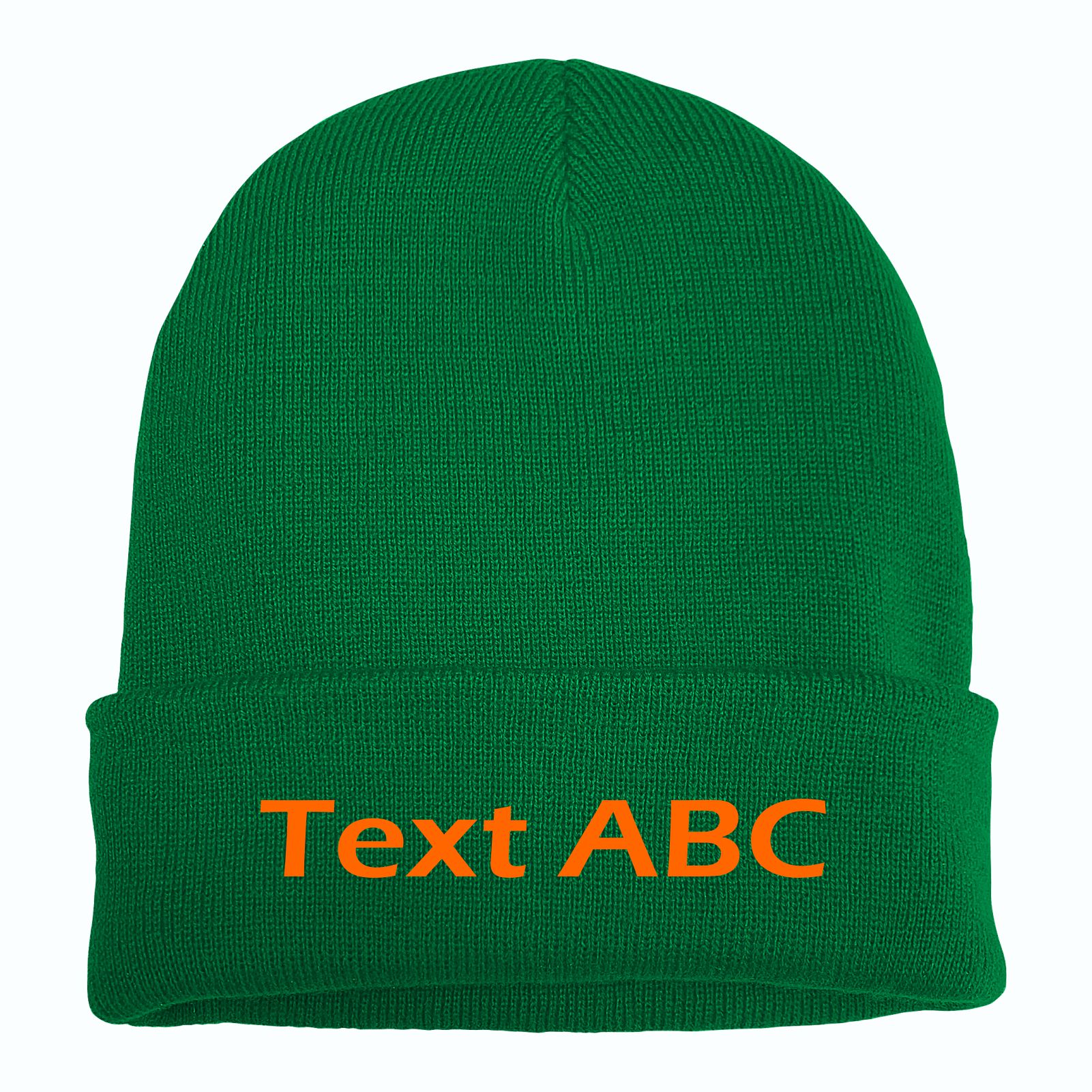 Umschlagmütze mit Wunschtext - Grün - Blockschrift - bestickt - Mütze Strickmütze
