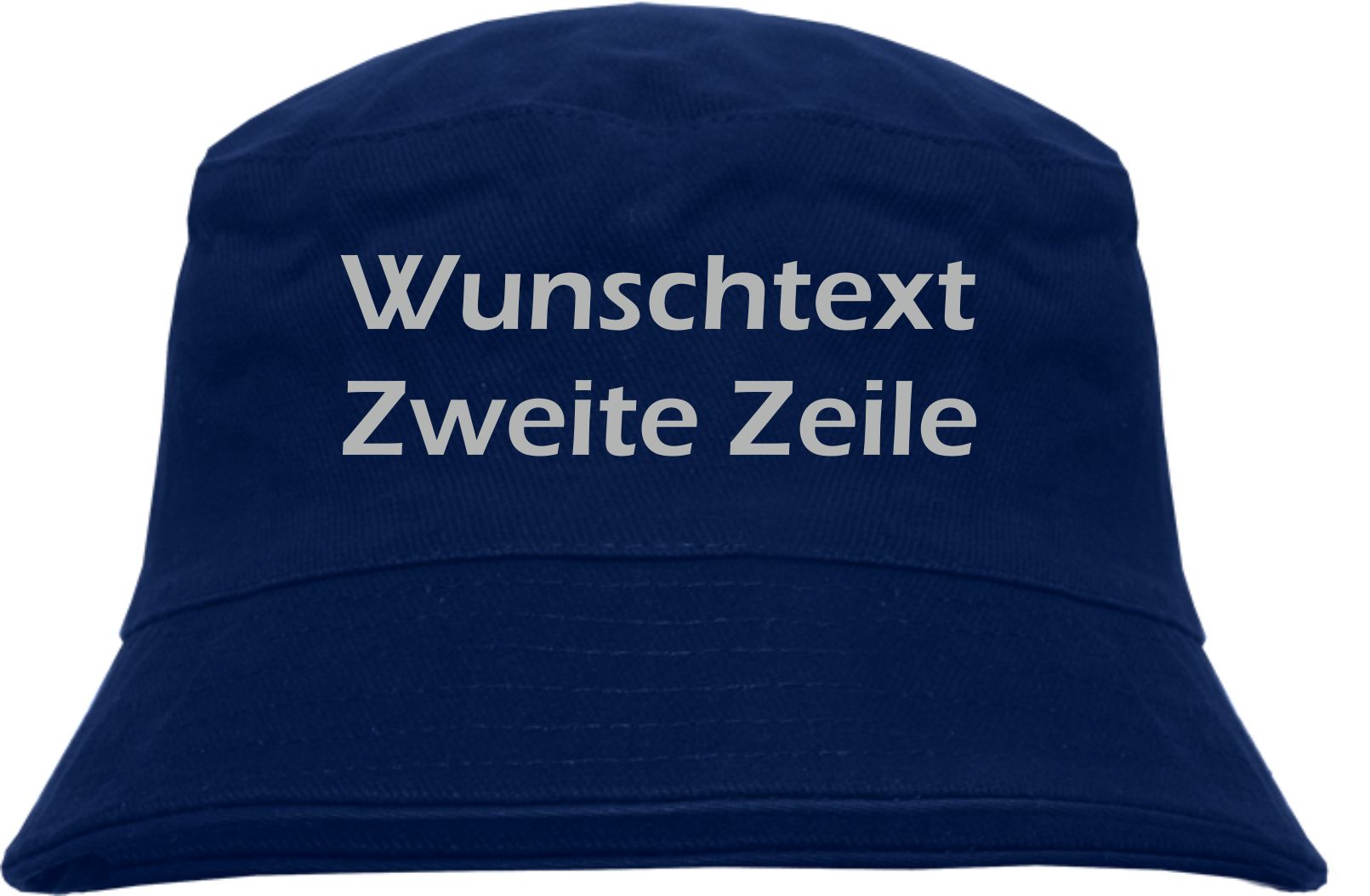 Individueller Fischerhut - dunkelblau - Blockschrift - Bucket Hat mit Wunschtext bedruckt