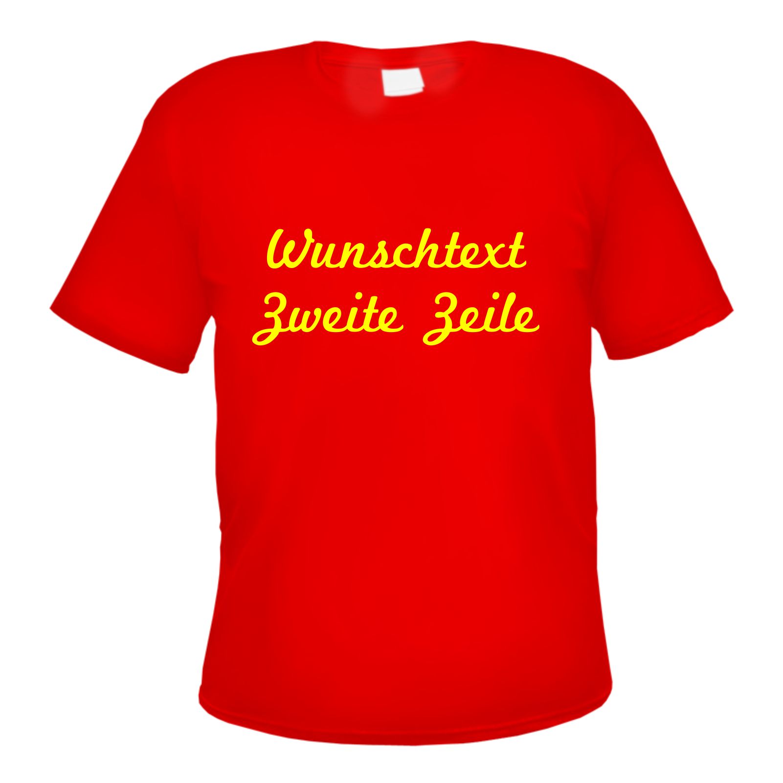 Herren T-Shirt Wunschtext mit Druck - Rot - NEON - Schreibschrift