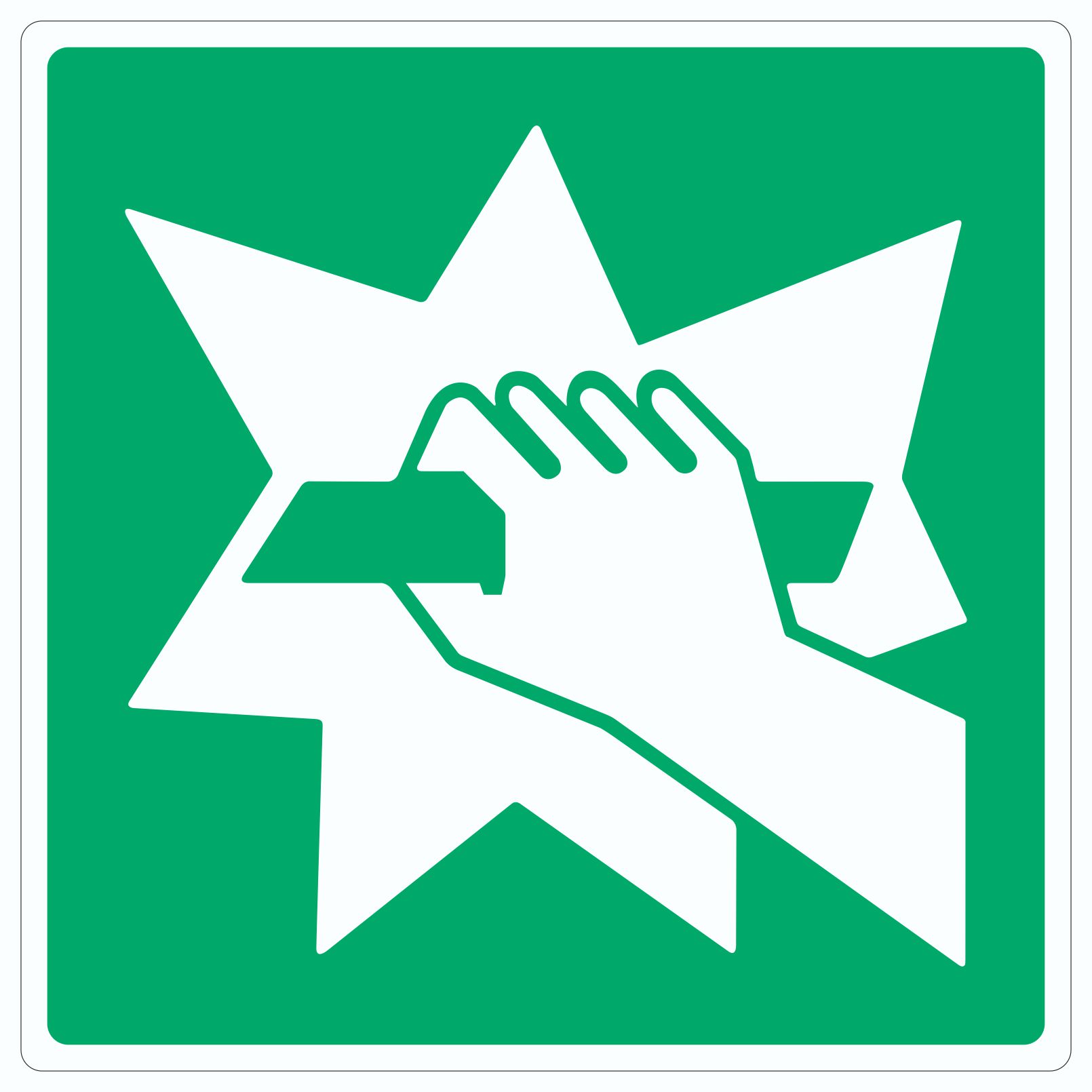 Notausgangsvorrichtung die nach Zerschlagen einer Scheibe zu erreichen ist Symbol Aufkleber Quadrat