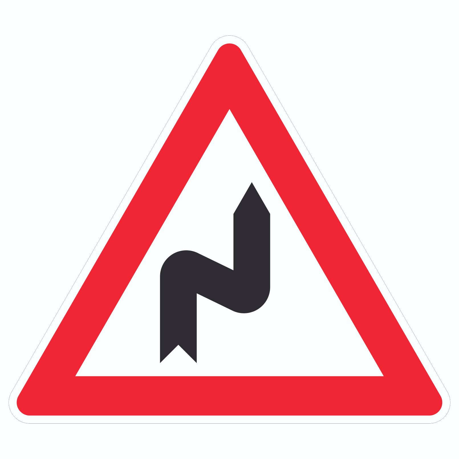 Aufkleber Dreieck Achtung Doppelkurve rechts Symbol